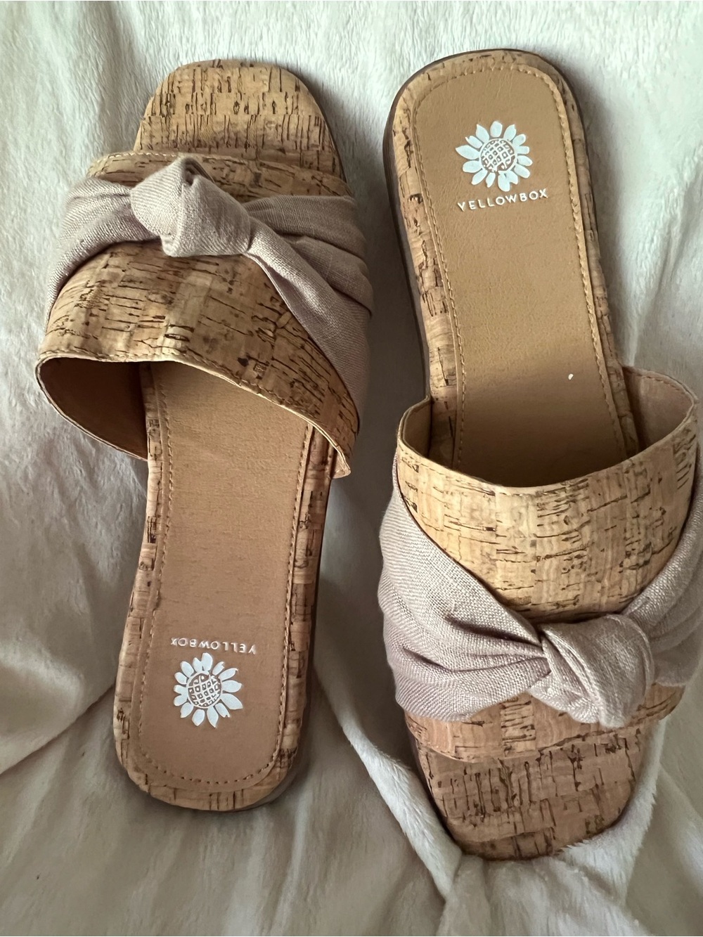 Yellow Box Tan Cork Knot Slide Sandals